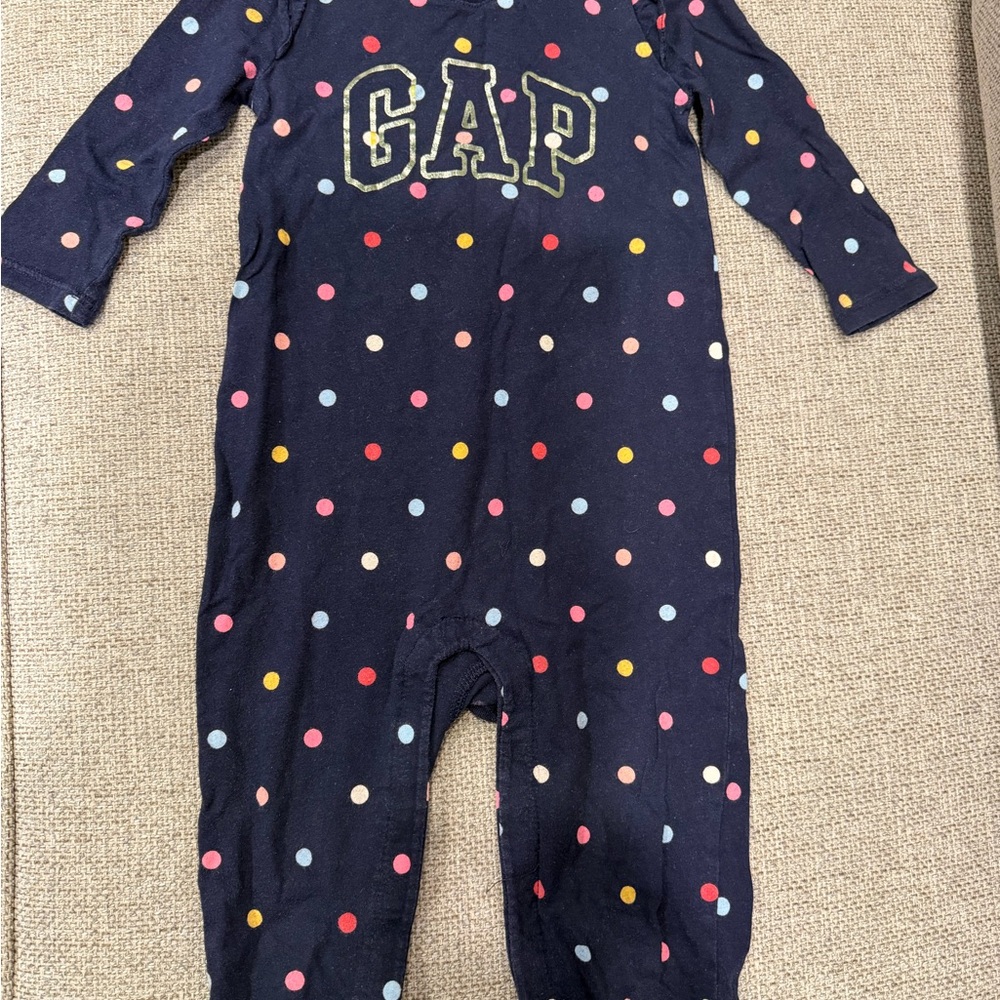 GAP Navy Polka Dot Baby One-Piece with Multicolor Dots